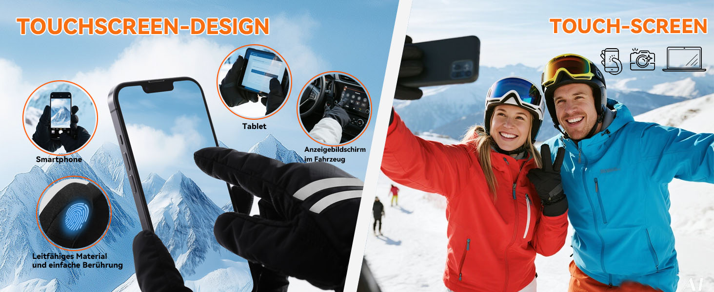 Електричні гріючі рукавички для чоловіків та жінок, з акумулятором 2600mAh, 3 режими нагріву, водонепроникні, чорні