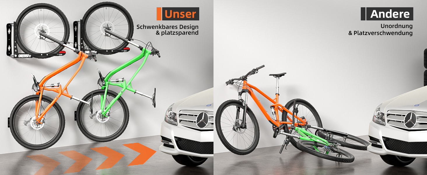 Настінна підставка для велосипеда ONETWOFIT - 2 шт., чорна, до 35 кг