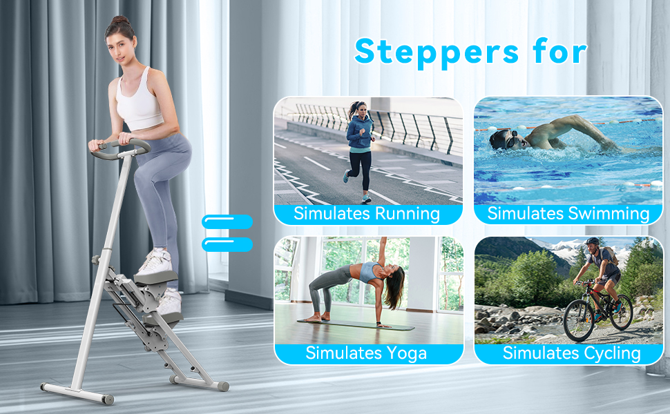 Степпер для дому Gym: компактний, складаний, для фітнесу та кардіотренувань. Білий