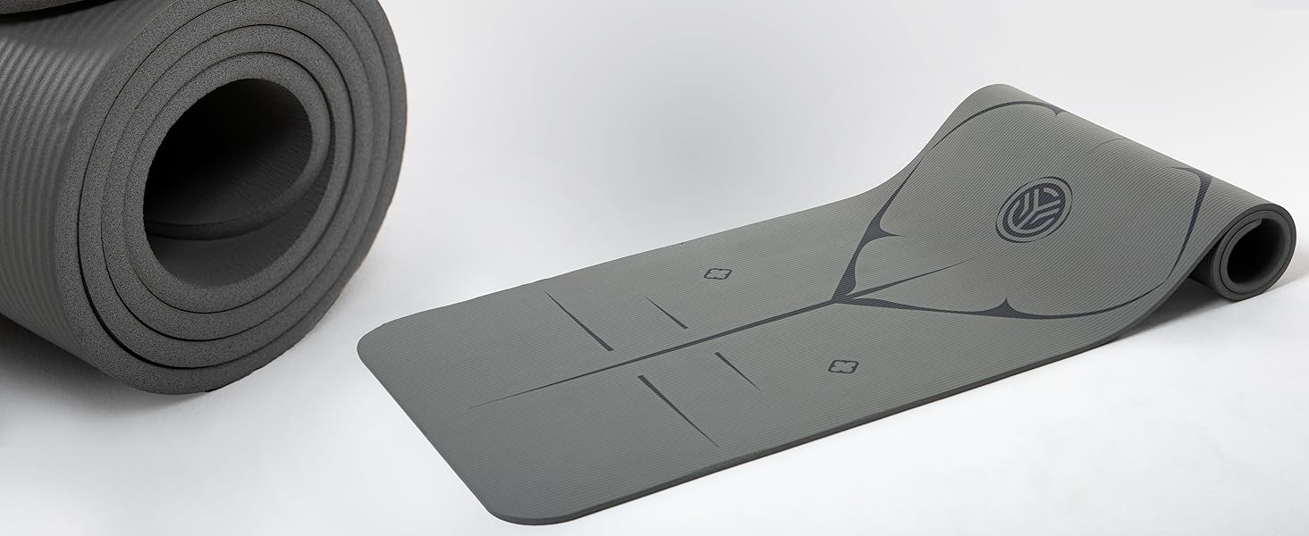 Йога мат для занять йогою, пілатесом та силовим тренуванням - німецька розробка, захист суглобів, 2 товщини (1.0 та 1.5 см), м'яка спортивна килимок, сірий колір