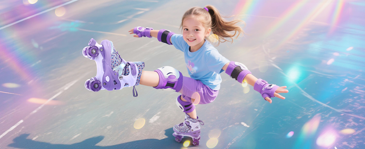 Роликові ковзани TOMSHOO для дівчаток, регульовані, з LED-підсвіткою, для початківців, дитячі, подарунок