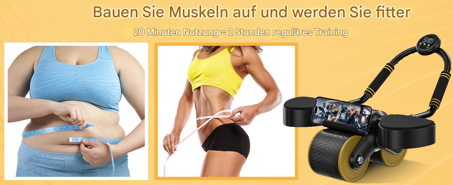 Ролик для пресу з пружиною та таймером – автоматичний ролик для пресу з підставкою для ліктів та подвійними колесами – для тренування пресу та планки – фітнес-обладнання для дому (до 150 кг)