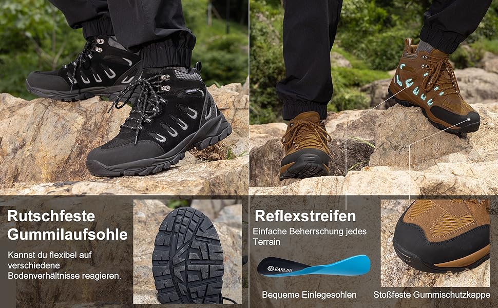 Чоловічі трекінгові черевики EARLDE, водонепроникні, чорні (43 EU)