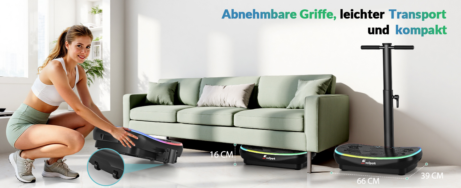 Vibrationsplatte EvoSpark 4D PRO 7-в-1: Тест-переможець 2025, 900W, 9 LED, 550 lbs, з ручкою для домашніх тренувань