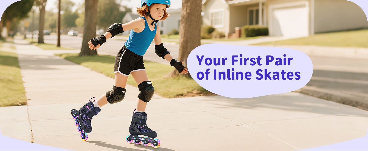 Інлайни BELEEV для дітей, підлітків та дорослих, ролики з регульованим розміром, світлодіодні шнурки та колеса, фіолетовий (EU 38-41)