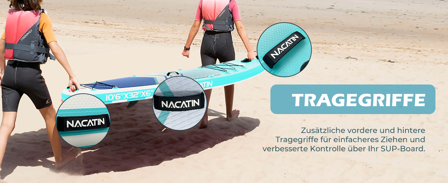 NACATIN SUP дошка надувна 320 см з сидінням, веслом та рюкзаком - для йоги, річки, моря (синій)