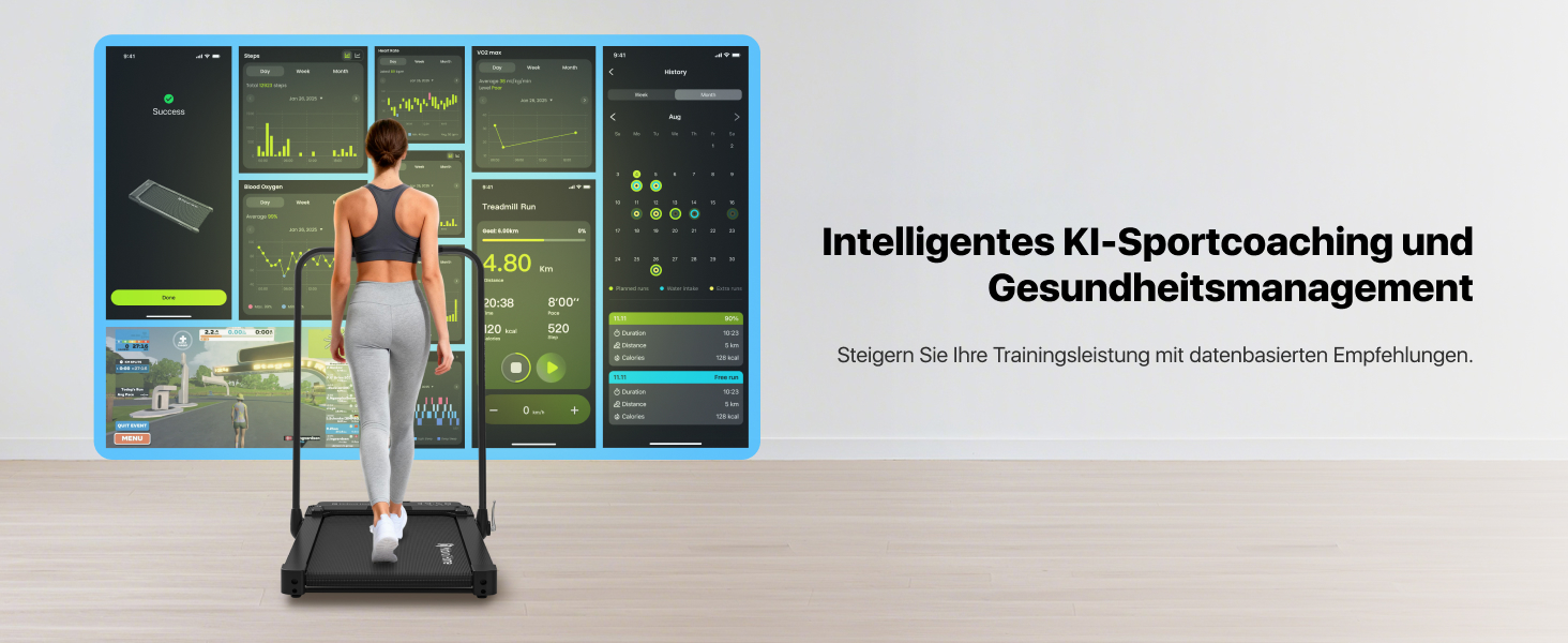 Беговая дорожка Mobvoi Home с искусственным интеллектом 3-в-1 для дома и офиса. Складний біговий тренажер з LED-дисплеєм, швидкістю 12 км/год, навантаженням до 120 кг та кутом нахилу 6% (TicSports, Zwift, Kinomap)