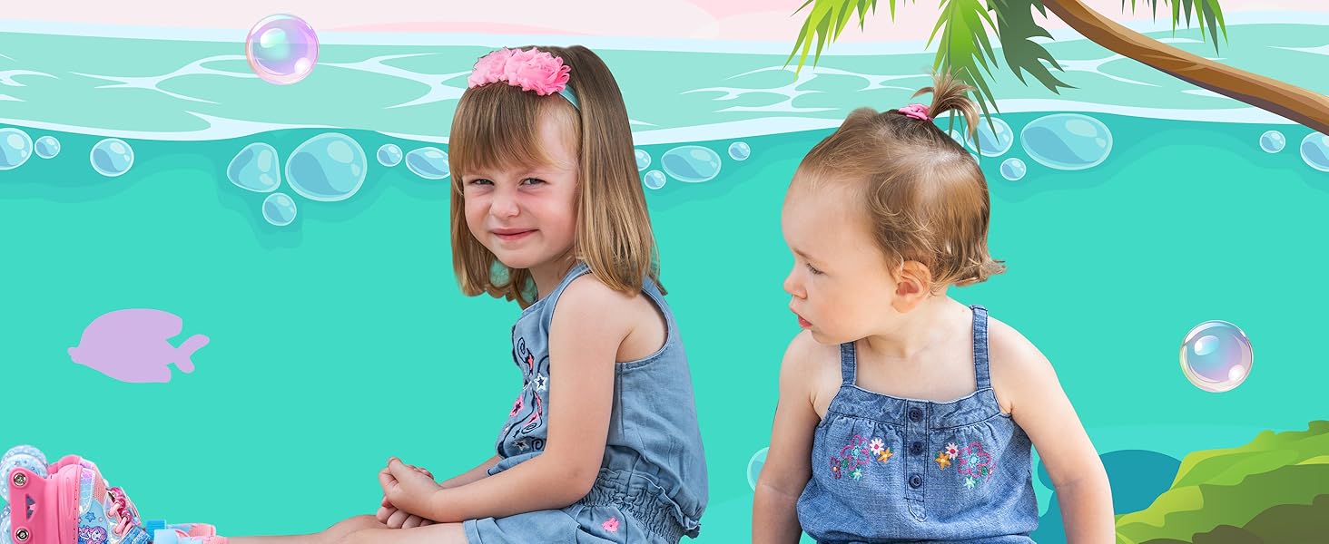 Дитячі ролики Meerjungfrau для дівчаток, 4 розміри, регульовані, з підсвічуванням, 3 колеса, рожеві