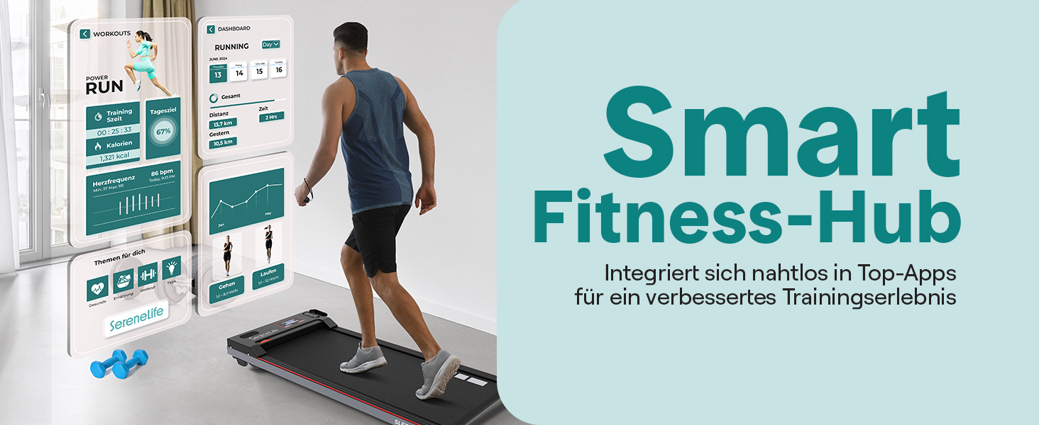 Ходункова доріжка SereneLife SL12 для дому – компактна, складна, з LED-дисплеєм та керуванням через додаток