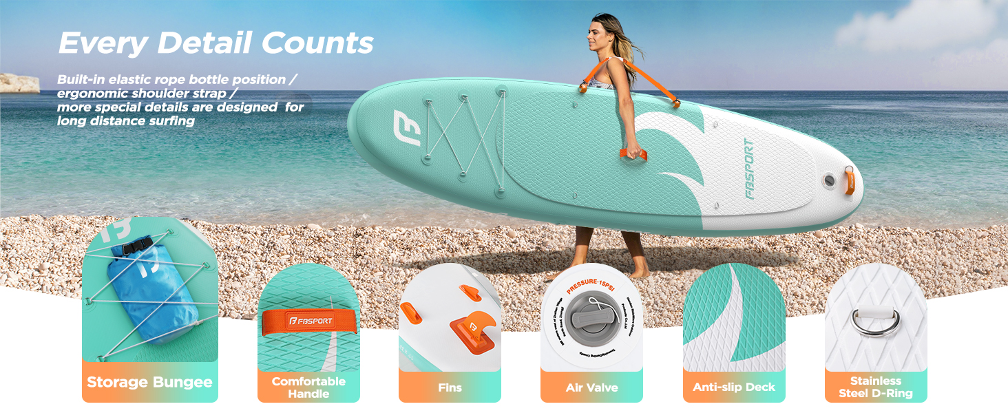 Надувний SUP дошка FBSPORT для сапсерфінгу, 335x84x15 см, рожева (з аксесуарами)