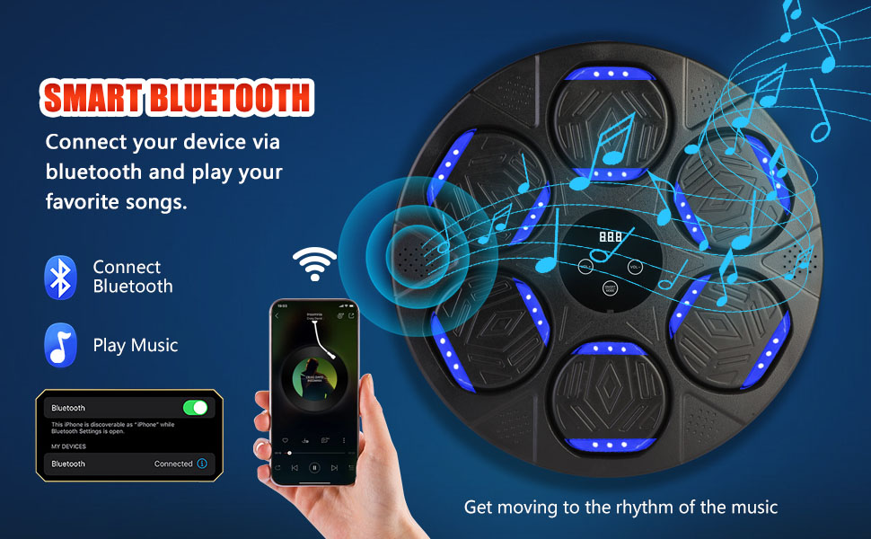 Музична боксмашина Lishetimig для стін, Bluetooth, LED-підсвітка, 7 режимів швидкості, боксерські рукавички для дорослих та дітей, тренування вдома та в офісі