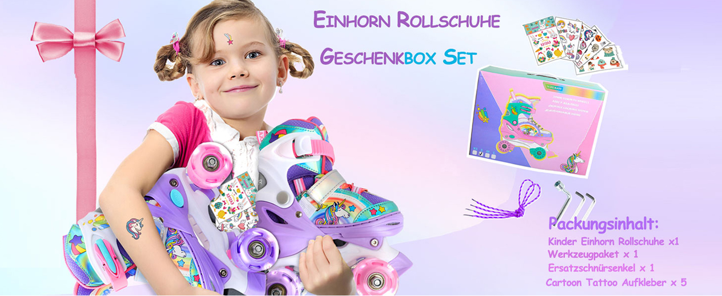 Дитячі ролики Kinder Einhorn для дівчаток, 3-6 років, з підсвічуванням, регульовані, для початківців, фіолетові