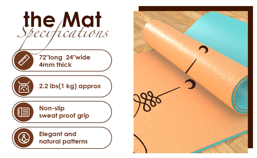 Килимок для йоги з корку Rutschfeste, натуральний каучук TPE, з сумкою, для дому, пілатесу, фітнесу, тренувань, турецький дизайн Мандала (Турецький - Ластівка)