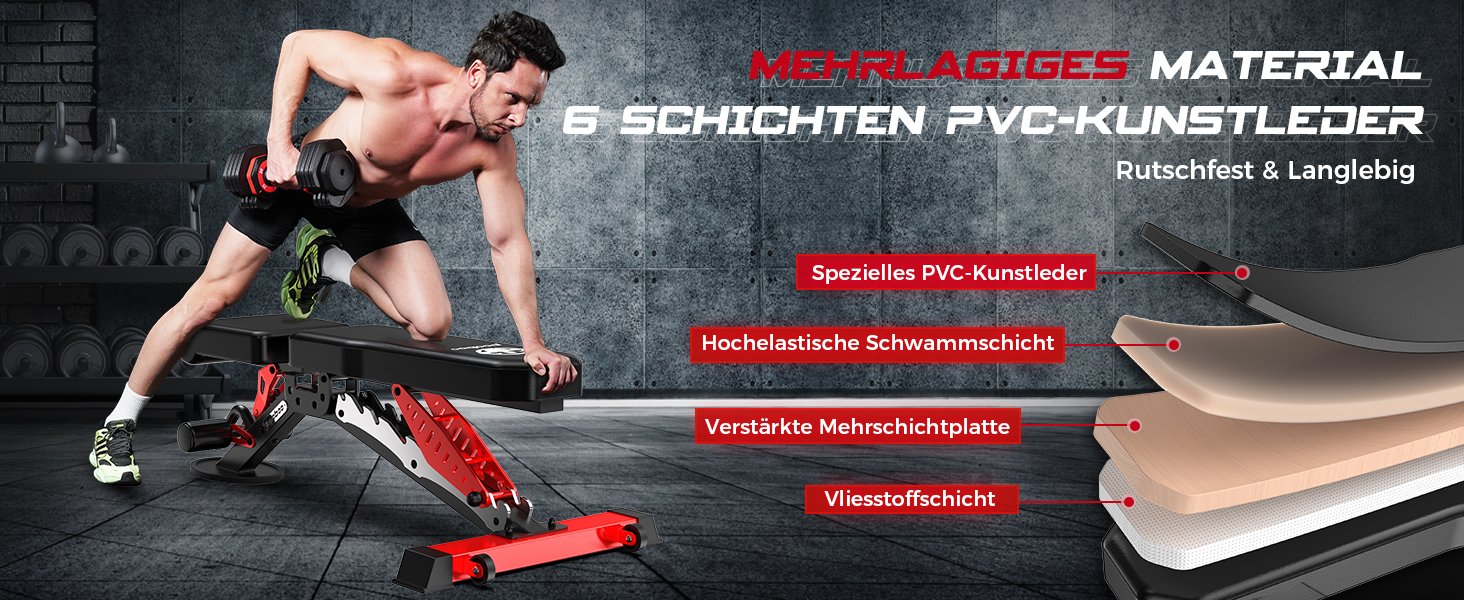 Пообoo Гантельна лава, регульована для дому, вантажопідйомність 1500 lbs, міцна лава для силових тренувань, позиції: пласка/похила/відхилена для комплексних тренувань Y160-Чорний