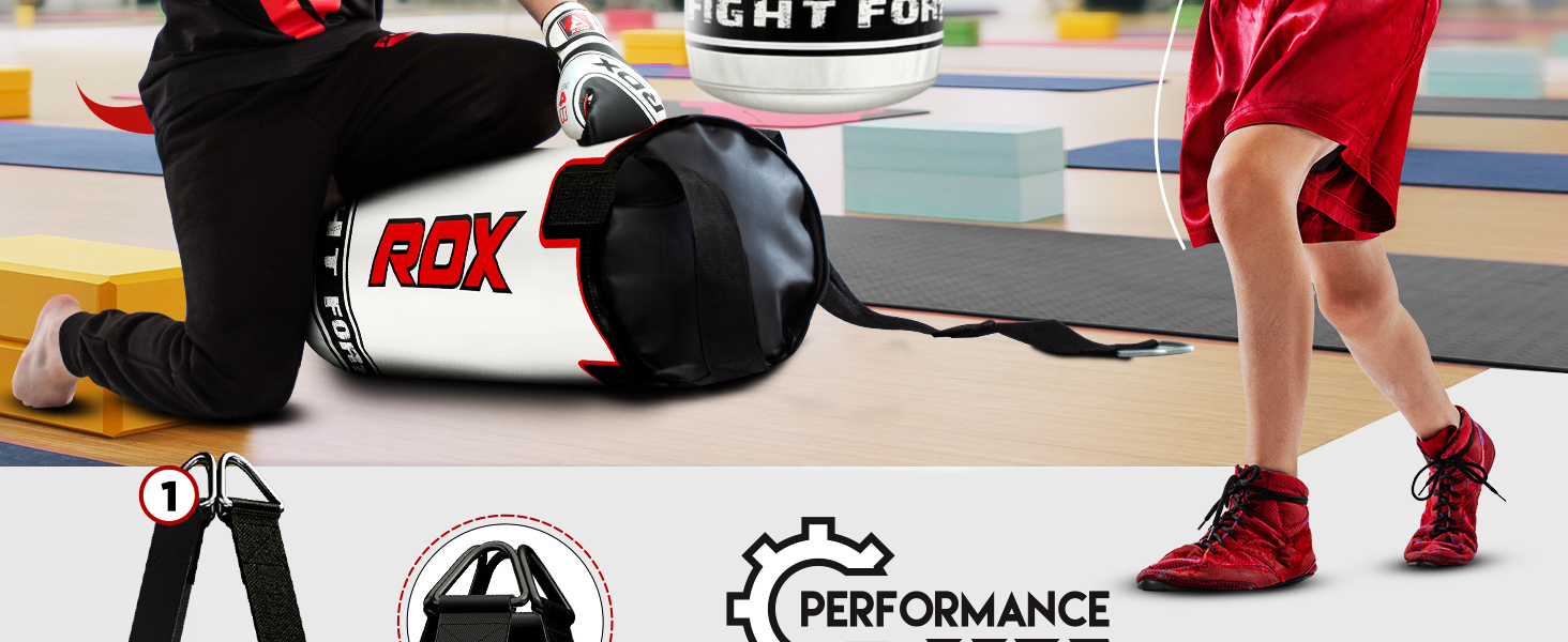 Дитячий боксерський мішок RDX, 60 см, комплект для кікбоксингу, боксу, MMA, карате, муай-тай, шкіра Maya Hide, білий (без рукавичок)