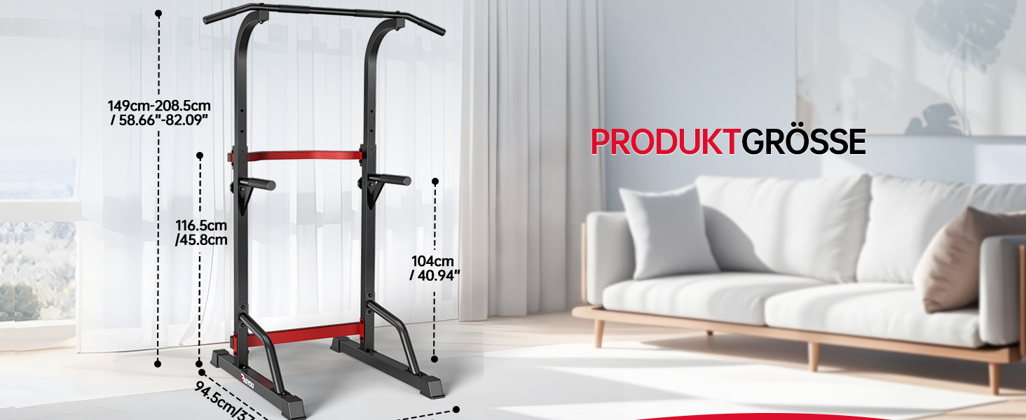 PASYOU Power Tower Freistehend: Турнік, бруси для віджимань, станція для силових тренувань (PU30/PU40), червоний