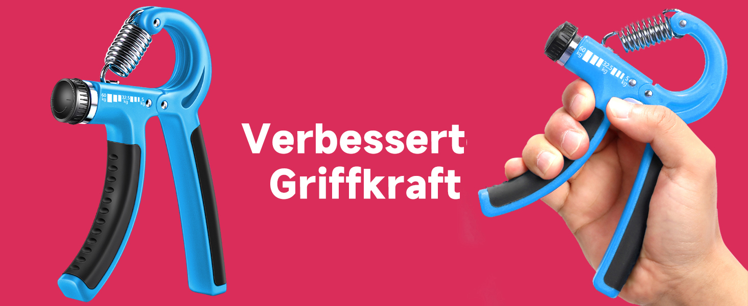 FitBeast Тренажер для рук та пальців, набір 5 шт. - регульований тренажер, тренажер для пальців, тренажер зап'ястя, кільце для тренувань та куля для зняття стресу (Світло-блакитний)