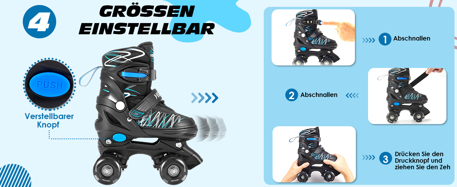 Ролики дитячі ролики для дівчаток та хлопчиків, 4 розміри, регульовані, для початківців, зручні, дихаючі, ролики для дітей, подарунок на Різдво та день народження, Roa-Violette (S, Blue-Black)