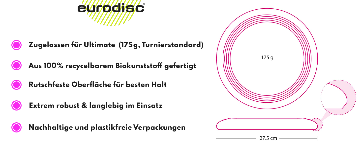 Фрісбі спортивне Eurodisc 175г Organic Ultimate 'Creature' жовте - професійний диск для змагань з біопластику