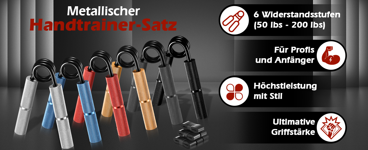 Набір для тренування сили рук Handtrainer - 6 штук (23-91 кг) для розвитку м'язів та реабілітації