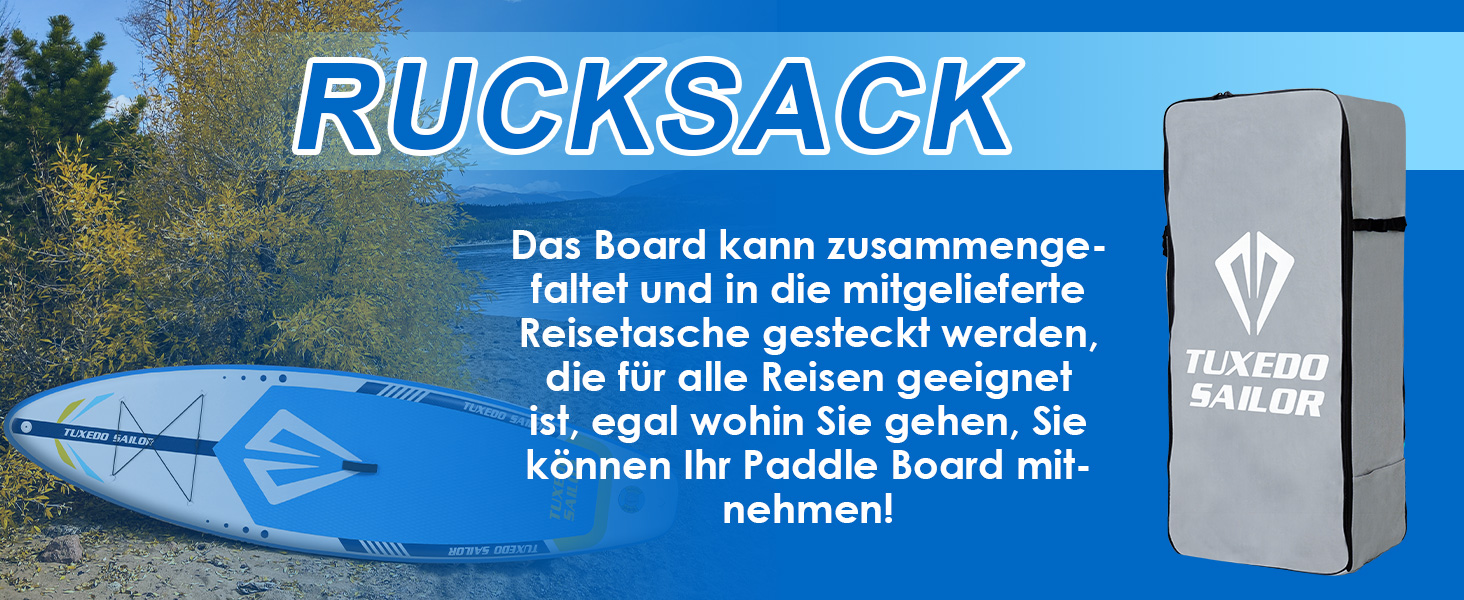 Надувне SUP-борд Tuxedo Sailor Stand Up Paddle Board з аксесуарами, для дорослих та підлітків, блакитний та жовтий