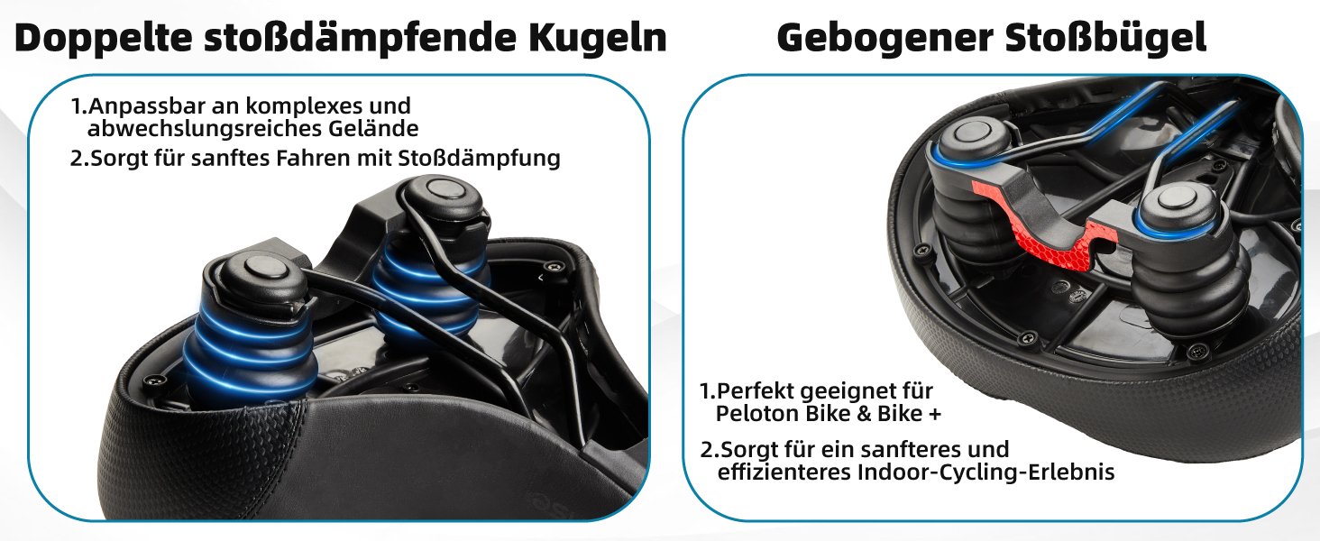 Зручний велосипедний сидіння з подвійною амортизацією, Memory Foam, для Peloton Bike, Mountain Bike, чоловіків та жінок, білий