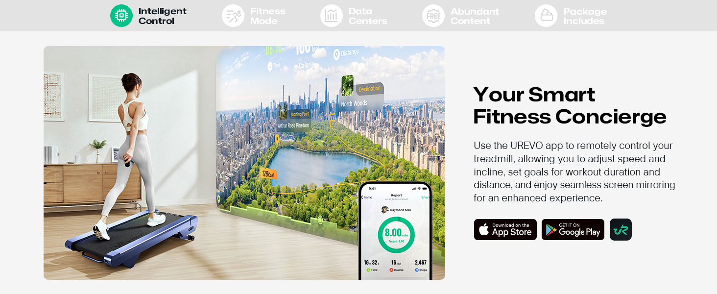Бігова доріжка UREVO Smart Walking Pad з нахилом 14% для дому, підстільна, розширена бігова поверхня, LED-пульт, тиха безщіткова, швидкісне підсвічування, синій колір