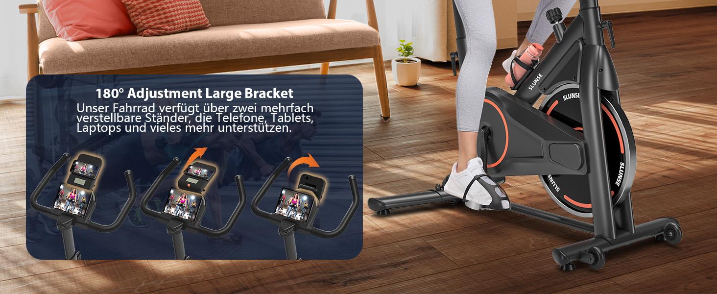 Велотренажер для дому з LCD-монітором, тихий ергометр spinning bike, фітнес-велосипед до 160 кг, для кардіотренувань