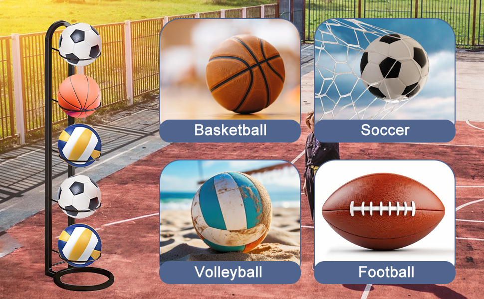 Стійка для зберігання м'ячів для футболу (5 шт.) - білий колір, багатоярусна, для демонстрації