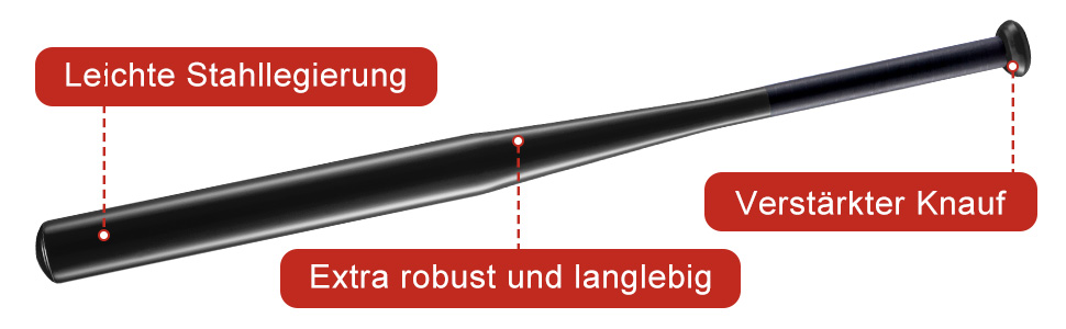 Бейсбольна бита 82 см, сталь, для бейсболу та софтболу, спортивне обладнання, чорна, алюміній