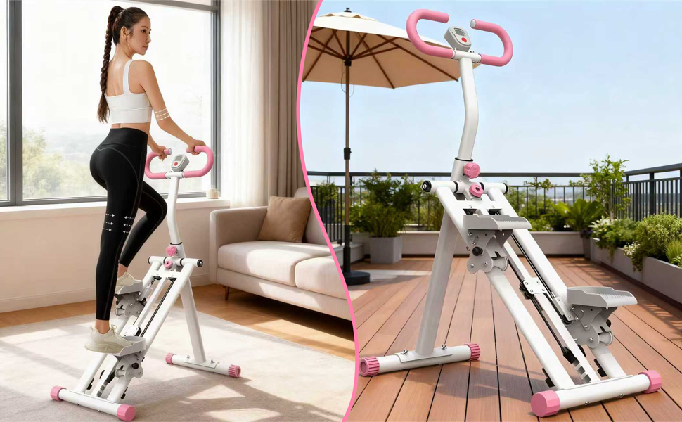 Сходи-степер з регульованим опором для дому – тренажер для кардіотренувань з LCD-дисплеєм та компактним дизайном | Ідеальний для домашнього спортзалу, квартири та офісу (Білий)