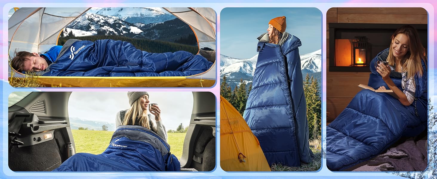 Сплячий мішок 0°C XXL 230 x 90 см. Знімний капюшон, м'яка підкладка для дорослих