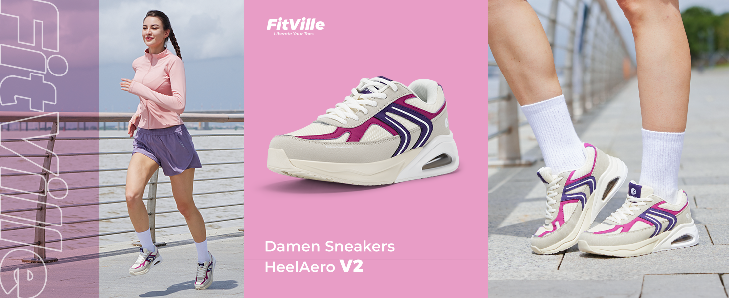 Жіночі кросівки FitVille з повітряною подушкою, широка колодка, для бігу та ходьби, зручні фітнес-кросівки (37 EU X-Weit, блакитний)