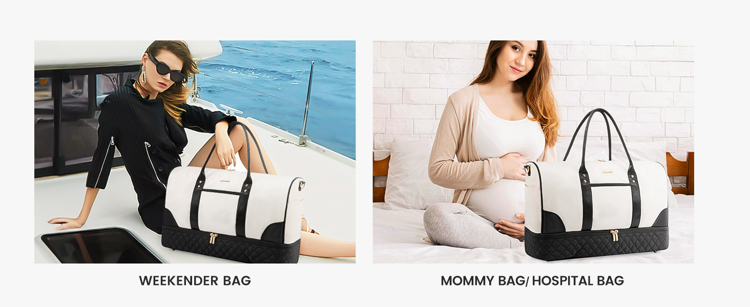 Сумка-мішок LOVEVOOK для подорожей: жіноча дорожня сумка-мішок з відділенням для взуття та мокрих речей, 2 шт. у наборі, 40 л, бежевий колір