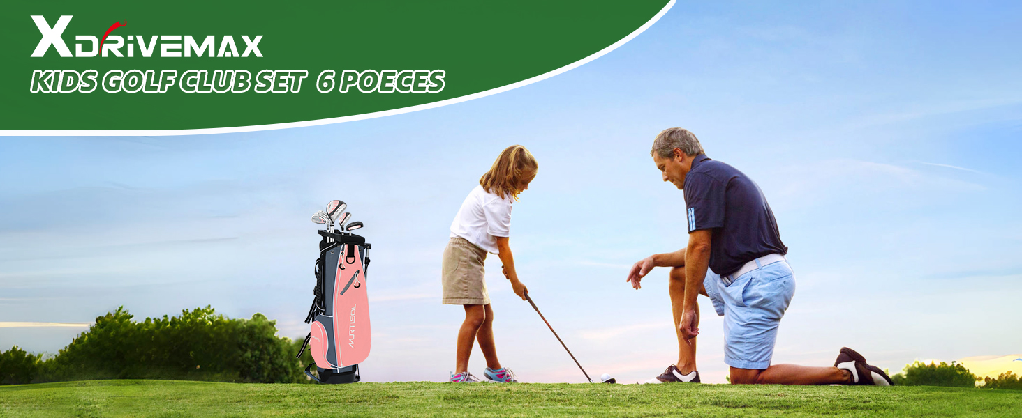 Комплект гольф-клубу на 6 предметів: повний набір з сумкою-стійкою, драйвер #1, гібрид #5, айрони #6/7, #9/P та паттер (для правшів, рожевий)