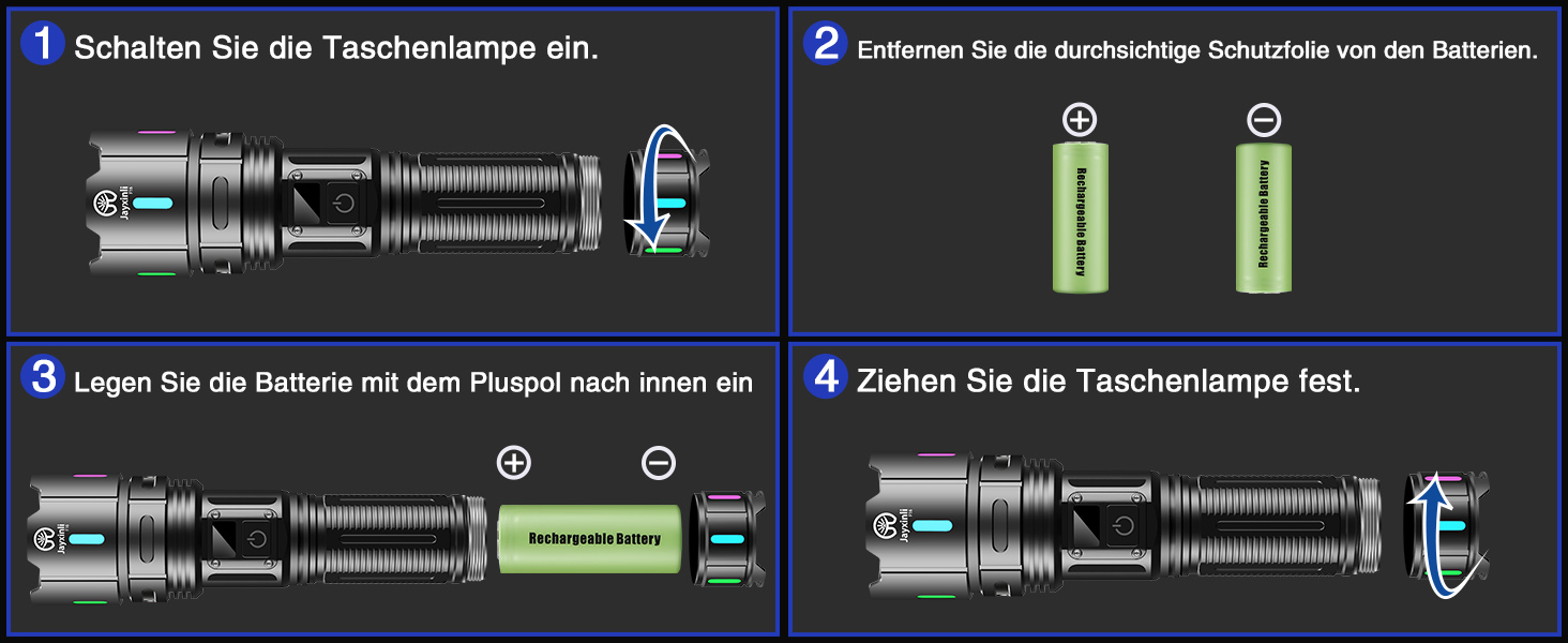 Ліхтар налобний LED Jayxinli 1,000,000 люмен, надпотужний, водонепроникний IPX7, 5 режимів, зум, акумулятор 5000 mAh, для кемпінгу та відпочинку на природі