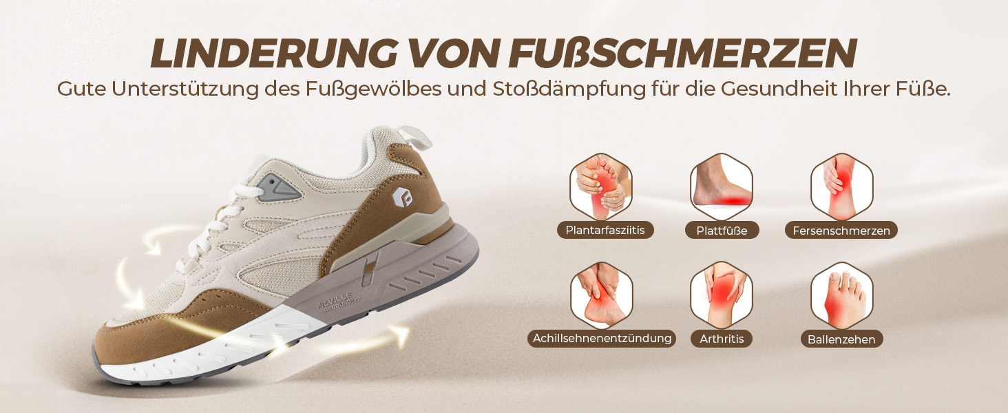 Жіночі кросівки для широкої стопи FitVille: бігові, для ходьби, фітнесу. Легкі, зручні, бежеві, розмір 37 EU