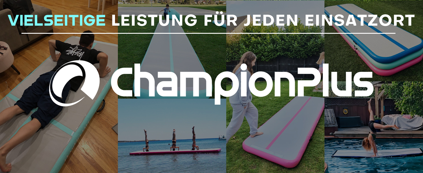 Гімнастичний надувний мат Track 5м з електричним насосом, для йоги, кемпінгу, фітнесу та спорту, двостороння м'ятно-зелена 300x100x10см