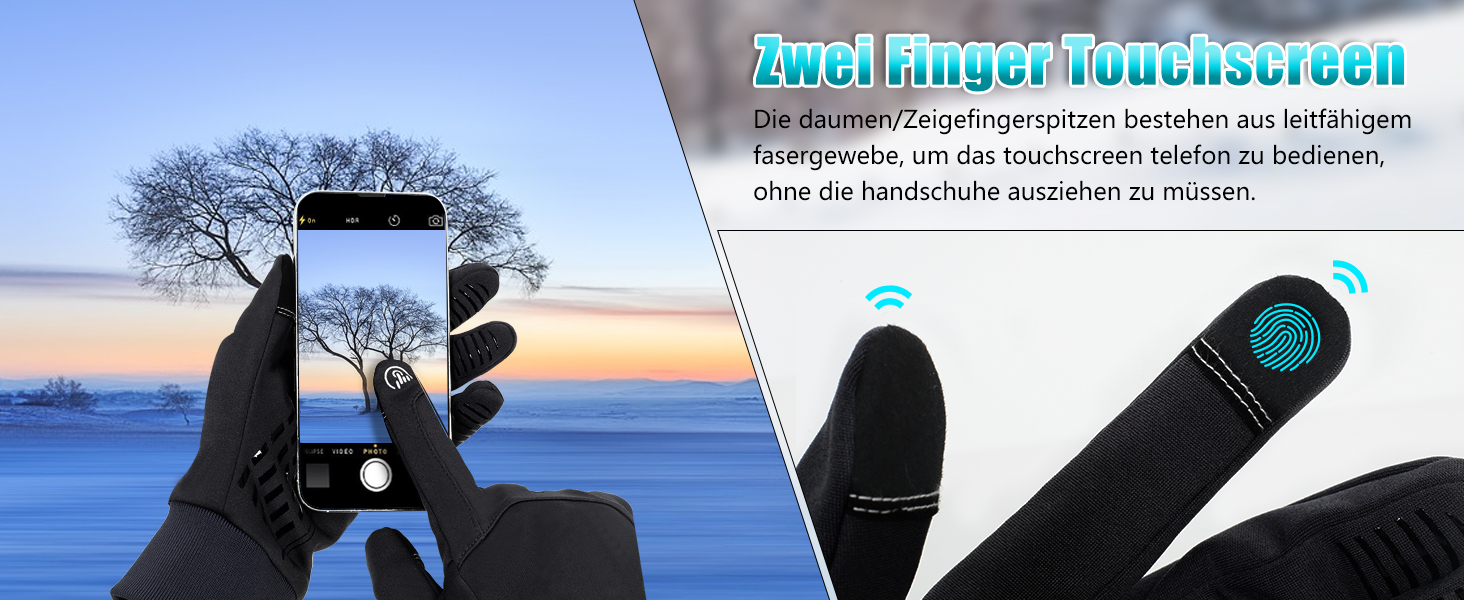 Теплі велосипедні рукавички для чоловіків та жінок - термо рукавички з сенсорним екраном, чорний, XL