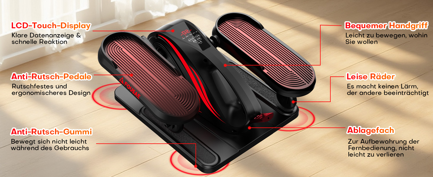 Еліптичний тренажер під стіл для дому, 2 в 1 електричний з 15 швидкостями та 3 автоматичними режимами, тренажер для ніг для літніх людей з пультом дистанційного керування, тихий та портативний (рожевий, 15 швидкостей + 3 автоматичні режими)