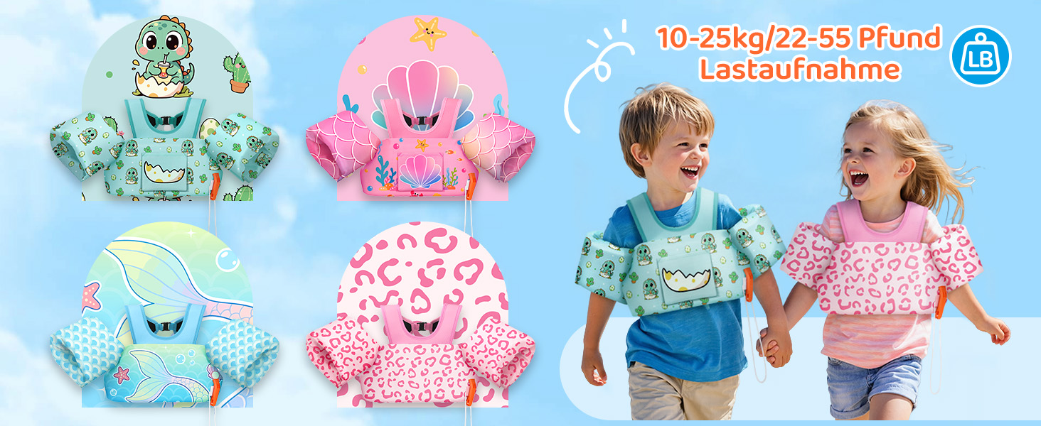 HeySplash Плавальні рукавики та жилет для дітей 15-30 кг, рожевий кит. Плавання для малюків, навчання плаванню, безпечний жилет з рукавиками, з свистком, регульовані ремінці, подвійна застібка.