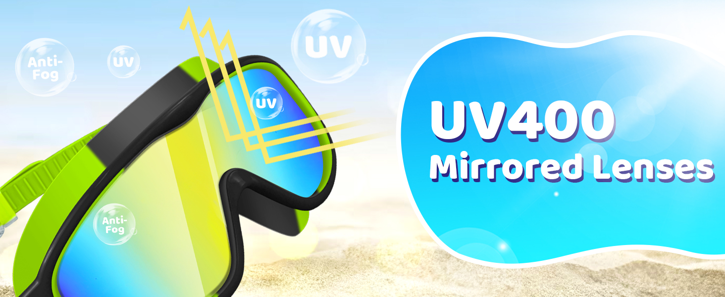 Дитячі окуляри для плавання Vvinca з носовими затискачами, широким кутом огляду, захистом від запотівання та UV-фільтром, водонепроникні, для дітей 3-14 років, рожеві та блакитні