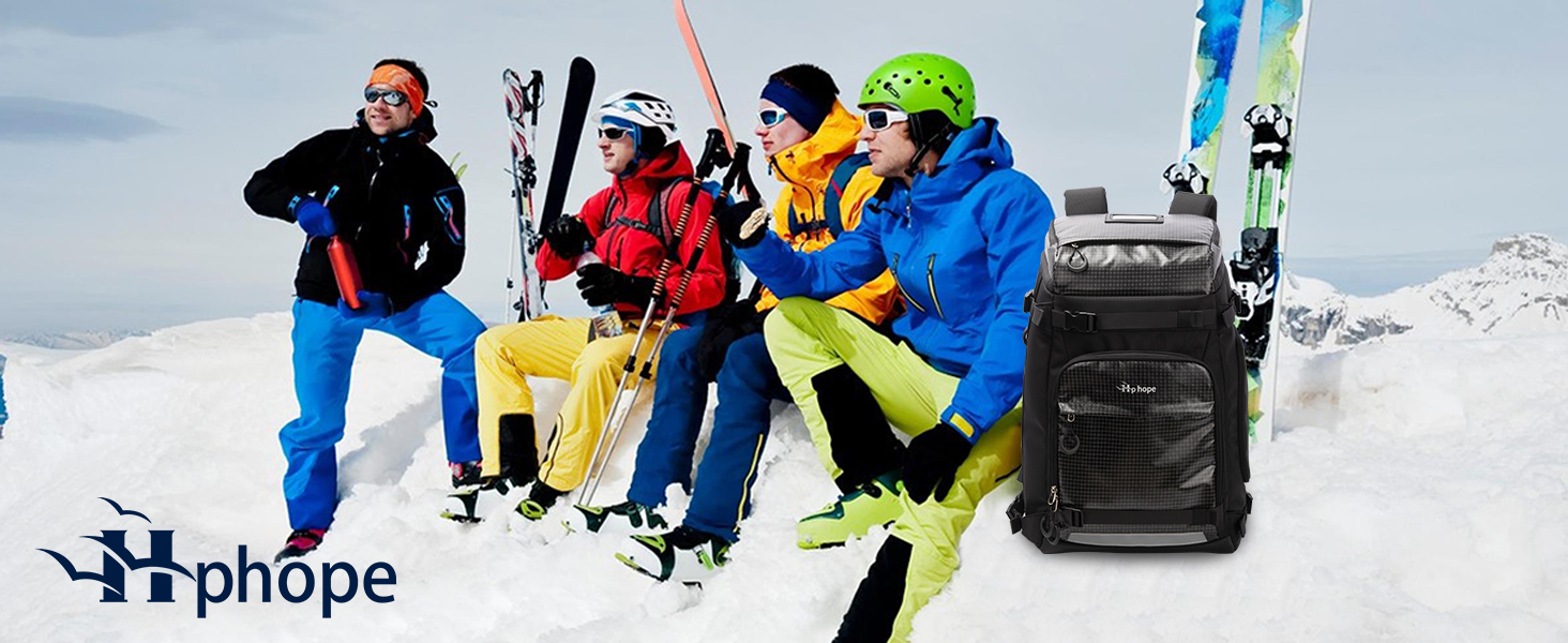 Чорний рюкзак HP 70L для гірськолижного спорядження з відділенням для шолома