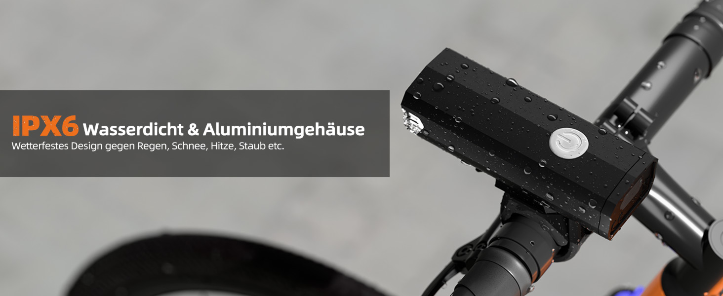 Набір переднього та заднього велоліхтаря LED USB, StVZO, IPX6, чорний+червоний