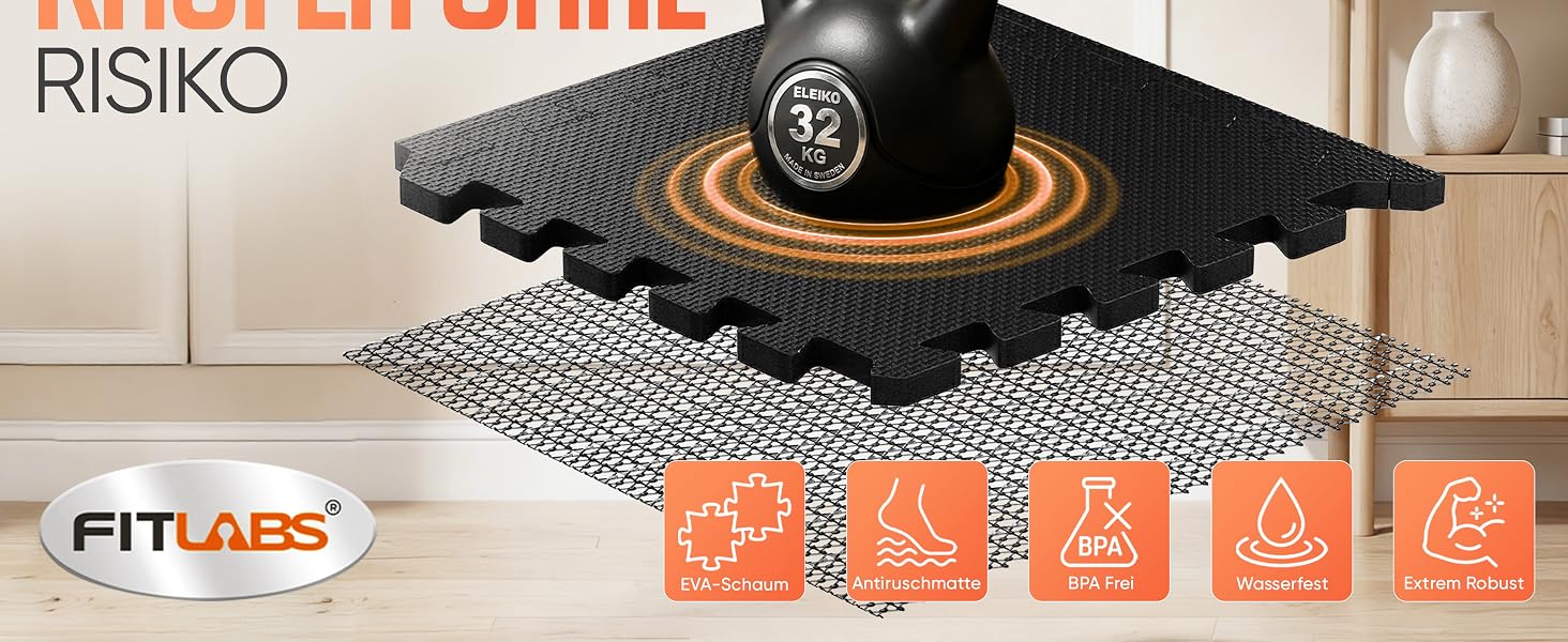Фітнес-килимок Puzzle Anthracite 1.67 м² (18 матів) + Антиковзкий килимок в подарунок | Килимок для спорту, гімнастики, тренувань