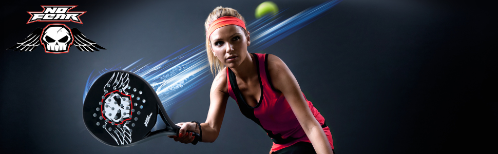 Ракетка для падел-тенісу No Fear - чорна з антиковзним покриттям