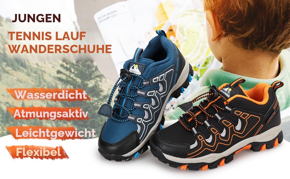 Дитячі кросівки UOVO для ходьби та трекінгу, водонепроникні, чорно-синьо-сірі, розмір 39EU