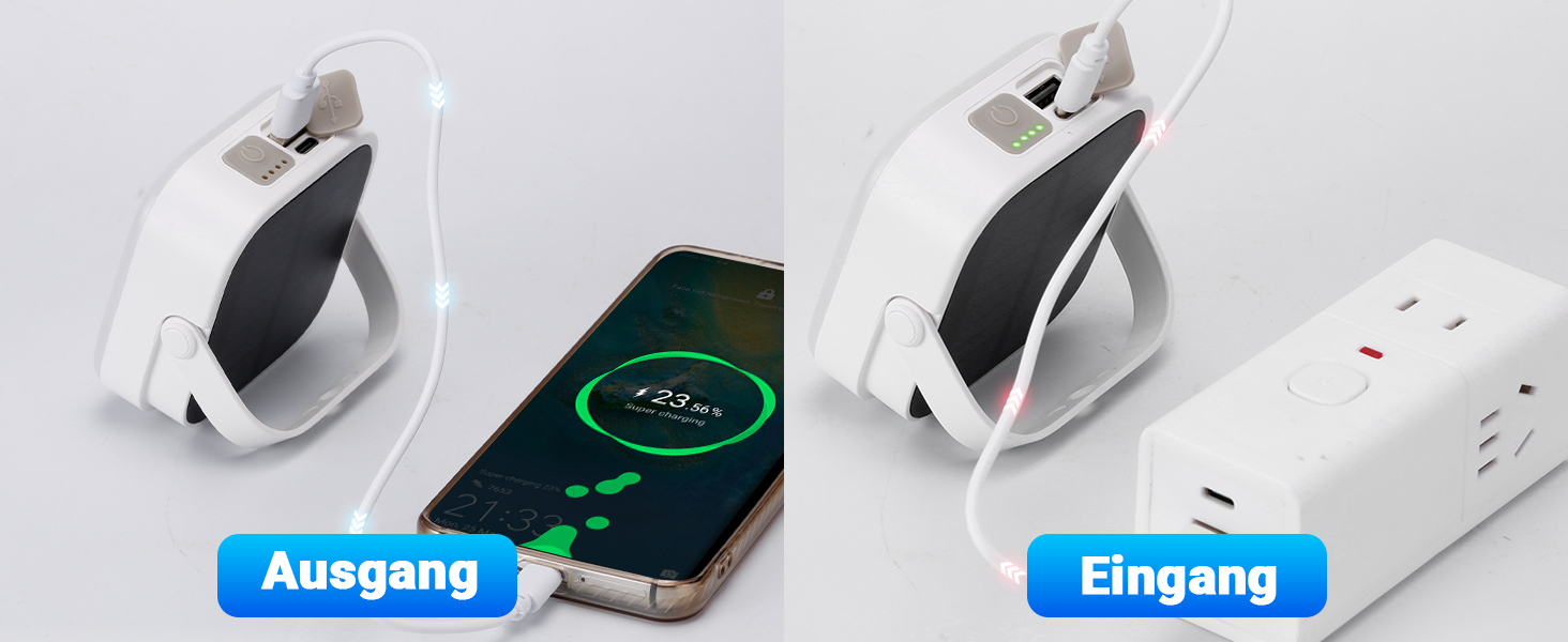 LED кемпінговий ліхтар 4000LM, 2 шт. - перезаряджається, сонячний, водонепроникний, з карабіном, 4 режими, для кемпінгу, читання, туризму, надзвичайних ситуацій