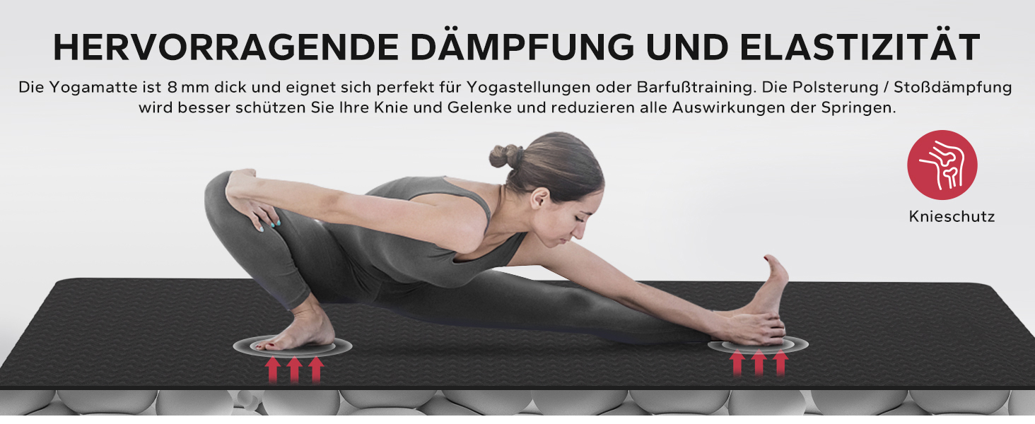 Килимок для йоги HAPBEAR XXL, нековзний, 183x122x0,8 см, фітнес-мат для пілатесу, спорту та тренувань вдома, ультра міцний