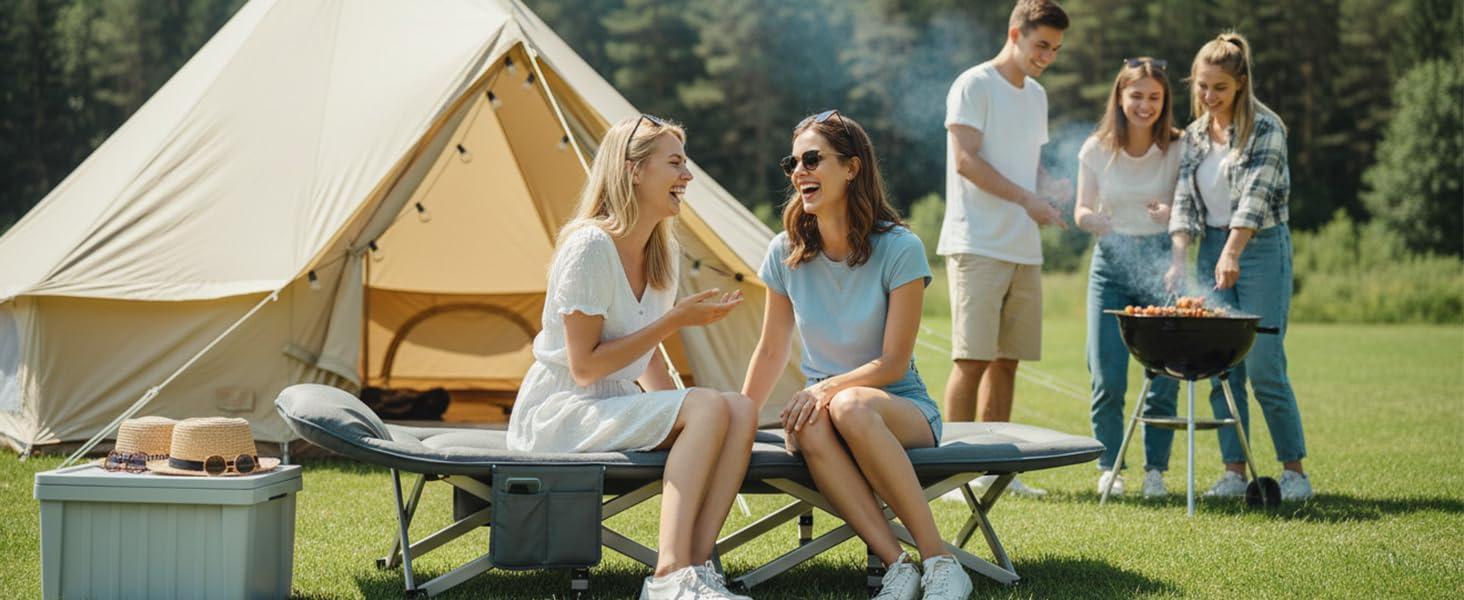 Кемпінгове ліжко Caliyo, розкладне, для відпочинку та гостей, 190x68x40 см, з сумкою для зберігання, сірого кольору